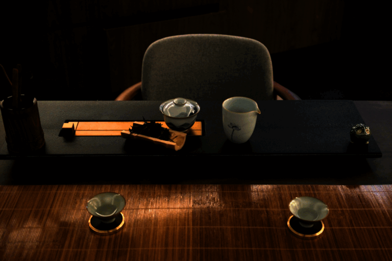 Luxury Chinese Tea : A tranquil private tea room in Singapore where calm reflection meets elegant ceremony.