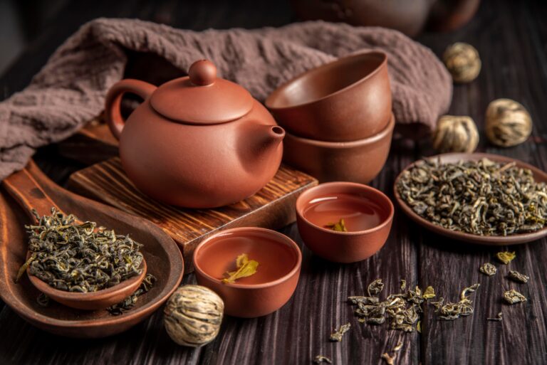 An immersive Chinese tea experience featuring fine teaware, premium leaves, and calming ambience, capturing the essence of traditional tea culture.