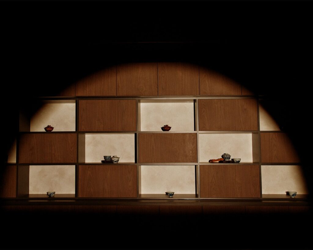 A serene private tea space at Tea Room by Ki-setsu, designed with minimalist décor and soft lighting to create a calm sanctuary for quiet tea appreciation.