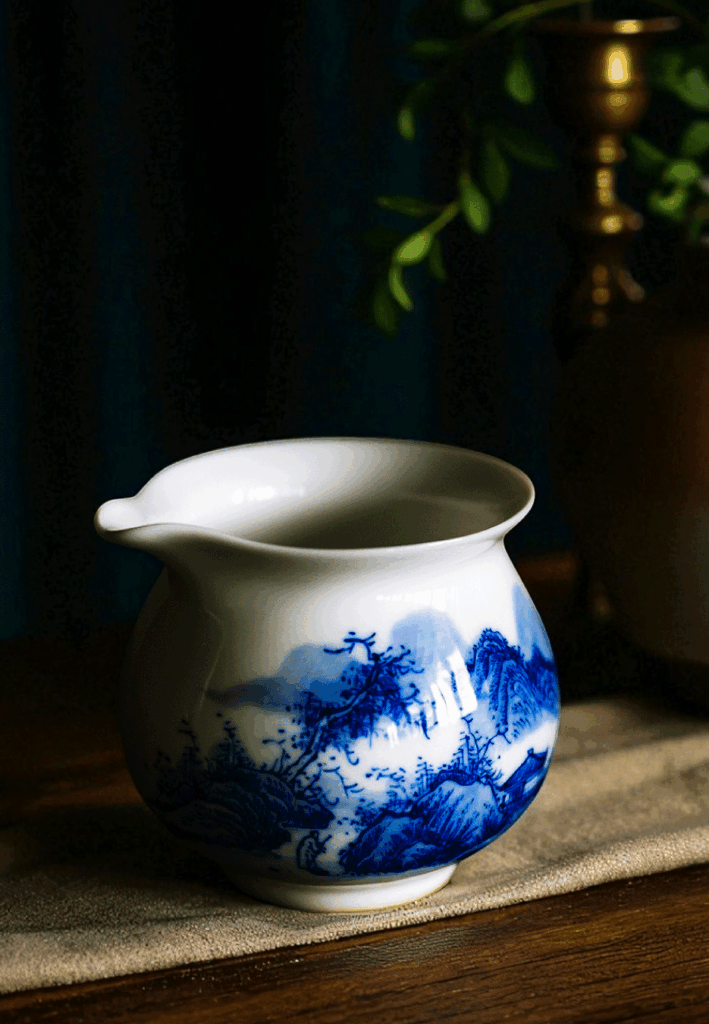 An elegant teacup placed in front of soft floral elements, blending delicate craftsmanship with natural beauty.